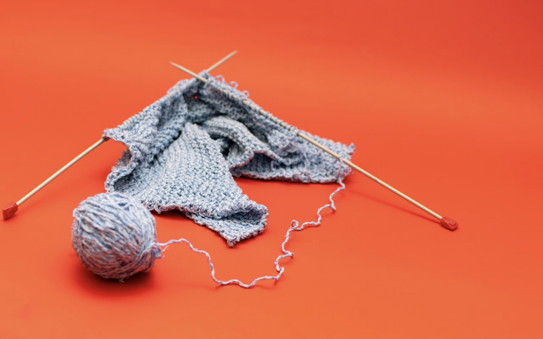 knitting yarn and needles